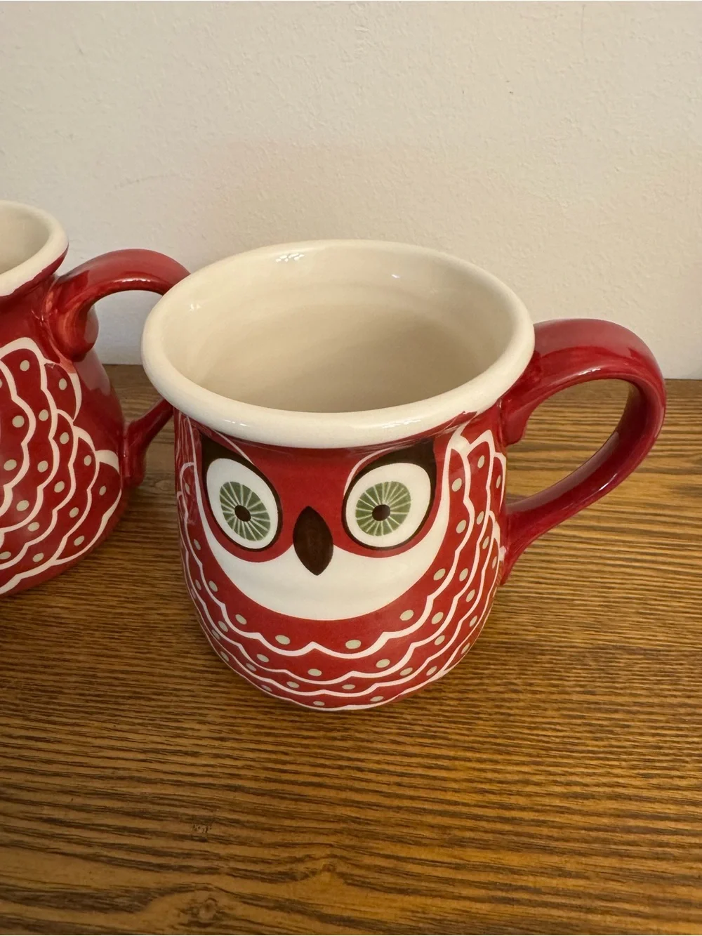Katie Brown Red Owl Ceramic Coffee Mugs - Set of 2